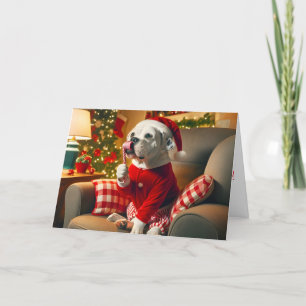 American Bulldog mit Candy Cane Card Feiertagskarte