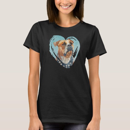 American Bulldog Portrait Watercolor Dog Graphic T-Shirt (Vorderseite)