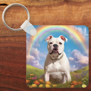 American Bulldog Rainbow Bridge Custom Dog Name Schlüsselanhänger