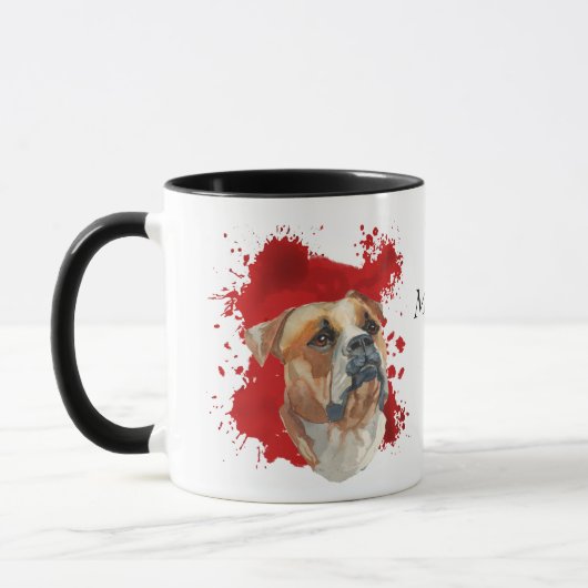 American Bulldog Red Abstrakt Background Tasse (Links)