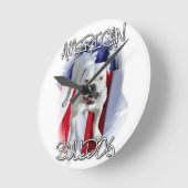 American Bulldog Runde Wanduhr (Winkel)