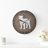 American Bulldog Silhouette Imitats Rustic Wood Große Wanduhr (Zuhause)