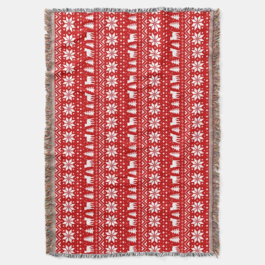 American Bulldog Silhouetten Christmas Pattern Red Decke (Vorderseite Vertikal)