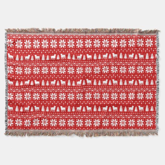 American Bulldog Silhouetten Christmas Pattern Red Decke (Vorderseite)