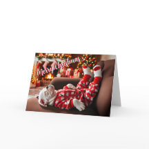 American Bulldog Sweet Dreams Christmas Card
