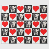 American Bulldog und Heart Pattern Dog Lover Gesch Geschenkpapier (Flach)