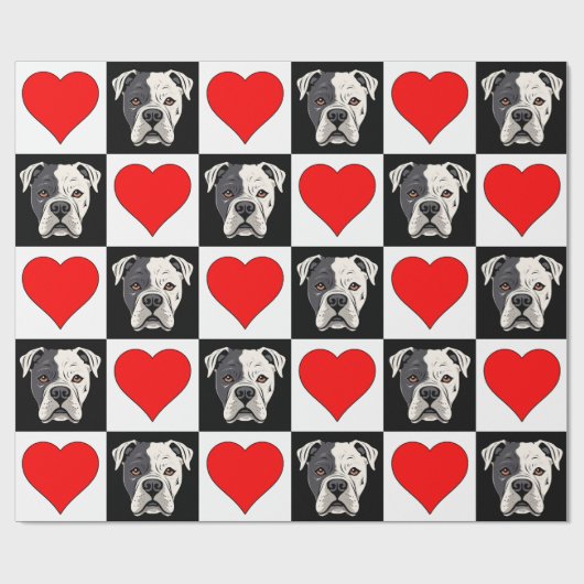 American Bulldog und Heart Pattern Dog Lover Gesch Geschenkpapier (Flach)