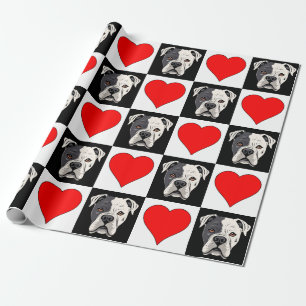 American Bulldog und Heart Pattern Dog Lover Gesch Geschenkpapier