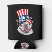 American Bulldog USA Flag Hat Glasses 4. Juli Dosenkühler (Rückseite)