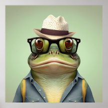 American Bullfrog Hipster Poster