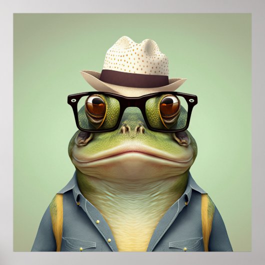 American Bullfrog Hipster Poster (Vorne)
