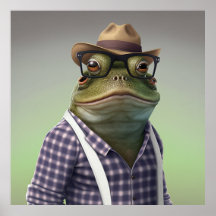American Bullfrog Hipster Poster