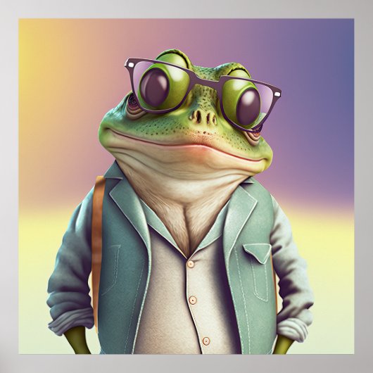 American Bullfrog Hipster Poster (Vorne)