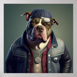 American Bully Hipster Doster Poster