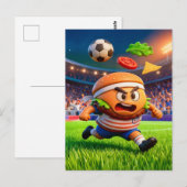 American burger soccer player charging across stad postkarte (Vorne/Hinten)