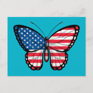 American Butterfly Flag Postkarte