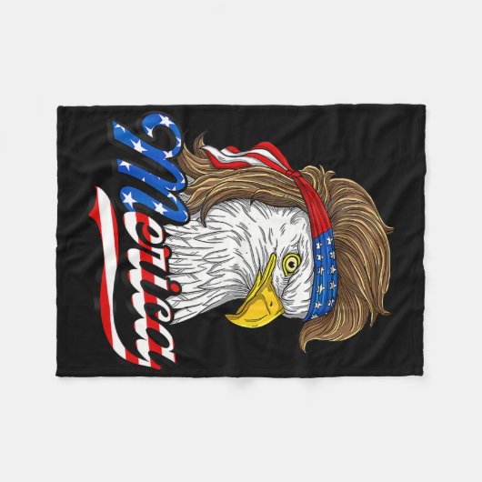 American Byld Eagle USA Flag 4. Juli Adler USA Fleecedecke (Vorderseite (Horizontal))