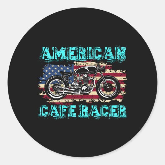 American Café Racer Biker Ns Runder Aufkleber (Vorderseite)