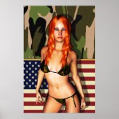 American Camouflage Bikini Babe Poster (Vorne)