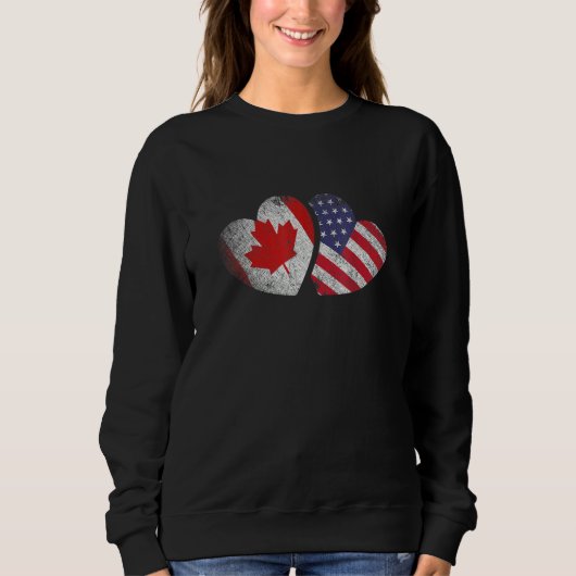 American Canadian Heart Valentines Day Usa Flag Ca Sweatshirt (Vorderseite)