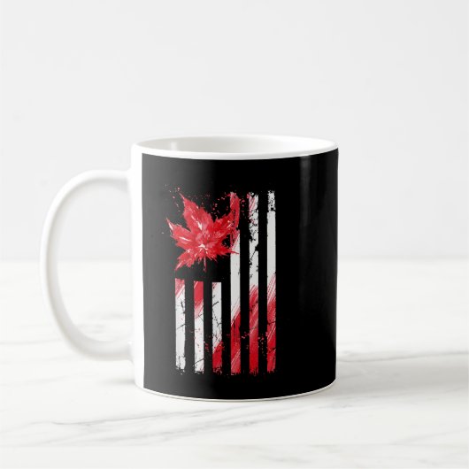 American Canadian Maple Leaf Flag US Flag Canada Kaffeetasse (Links)
