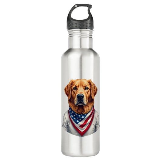 American Canine Golden Retriever Vintage Tee Edelstahlflasche (Vorderseite)