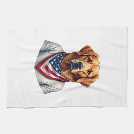 American Canine Golden Retriever Vintage Tee Geschirrtuch (Horizontal)