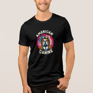 American Canine - Patriotic Bulldog Warrior Design Tri-Blend Shirt