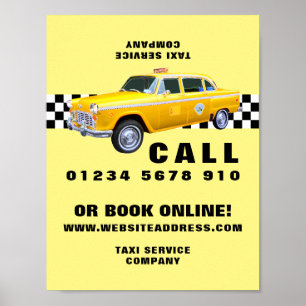 American Cartoon Style Yellow Taxi Werbung Poster
