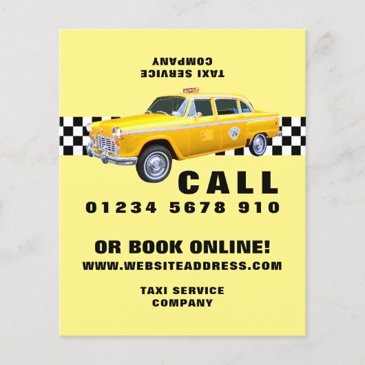 American Cartoon Style Yellow Taxi with Price List Flyer (Vorne)