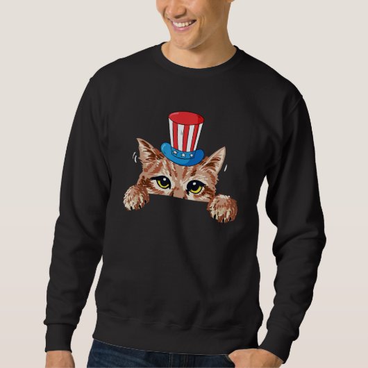 American Cat 4th Of July Funny Kitten Kitty Patrio Sweatshirt (Vorderseite)