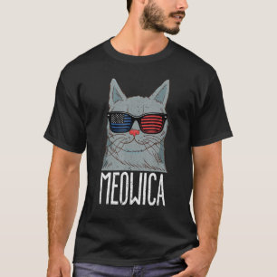 American Cat Sprichwort Meowica mit US-amerikanisc T-Shirt