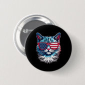 American Cat Sungles USA Flag 4. Juli Cat Grap Button (Vorne & Hinten)