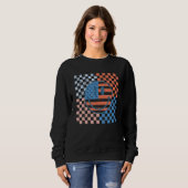 American Checkered Flag Smile Face Retro 4th Of Ju Sweatshirt (Vorne ganz)