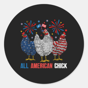American Chick Retro 4. Juli Patriotic Usa Chi Runder Aufkleber