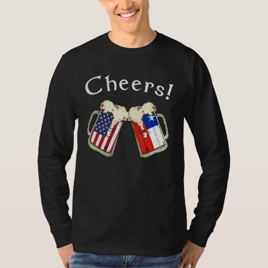 American Chilean Patriot US Flag Beer Drinks Chile T-Shirt (Vorderseite)