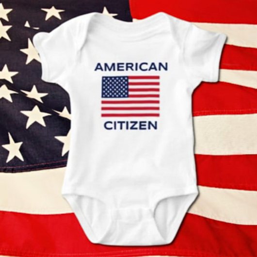 American Citizen Bold USA Flag Baby Bodysuit Baby Strampler