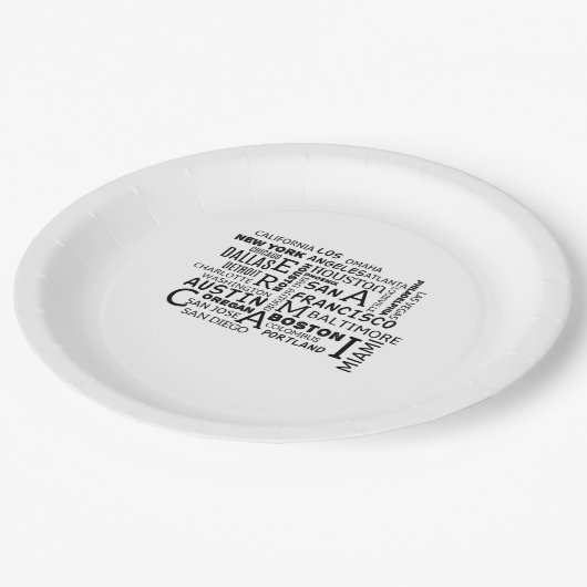 American City name Design Servietten Pappteller (Schrägansicht)