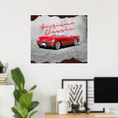 American Classic Vintag Red Convertible Imitate Ca Poster (Heimbüro)
