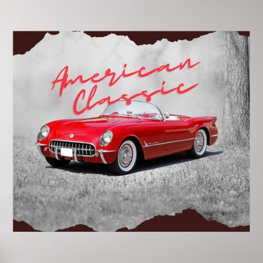 American Classic Vintag Red Convertible Imitate Ca Poster (Vorne)