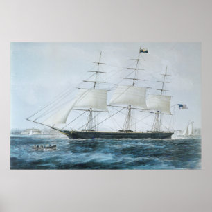 American Clipper Ship Nightingale in New York Poster