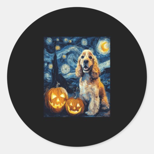 American Cocker Spanel Niedlich Hund Halloween Jac Runder Aufkleber (Vorderseite)