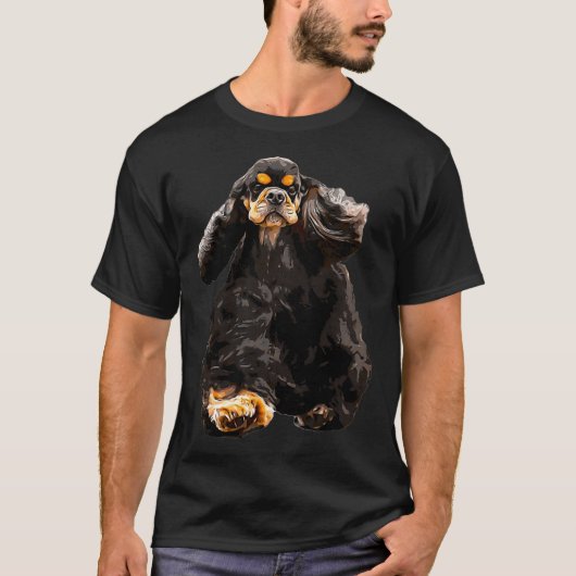 American Cocker Spaniel - Atemberaubend Black und  T-Shirt (Vorderseite)