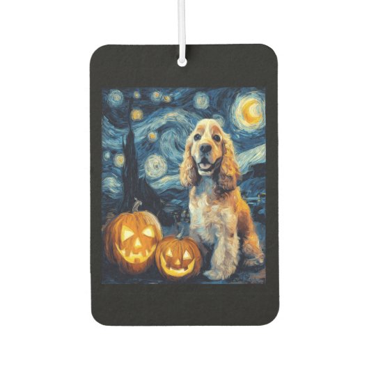 American Cocker Spaniel Cute Dog Halloween Jack O Autolufterfrischer (Vorderseite)