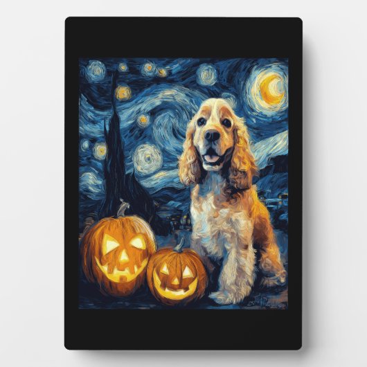 American Cocker Spaniel Cute Dog Halloween Jack O Fotoplatte (Vorderseite)
