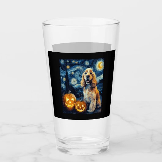 American Cocker Spaniel Cute Dog Halloween Jack O Glas (Vorderseite)