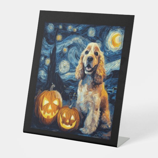 American Cocker Spaniel Cute Dog Halloween Jack O Sockelschild (Vorderseite)