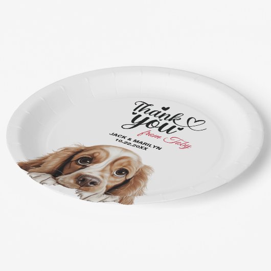 American Cocker Spaniel Dog Wedding Cocktail Pappteller (Schrägansicht)