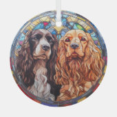 American Cocker Spaniel Hunde festgehalten Ornament Aus Glas (Vorderseite)
