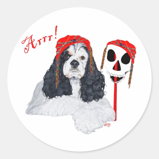American Cocker Spaniel Pirate Runder Aufkleber (Vorderseite)